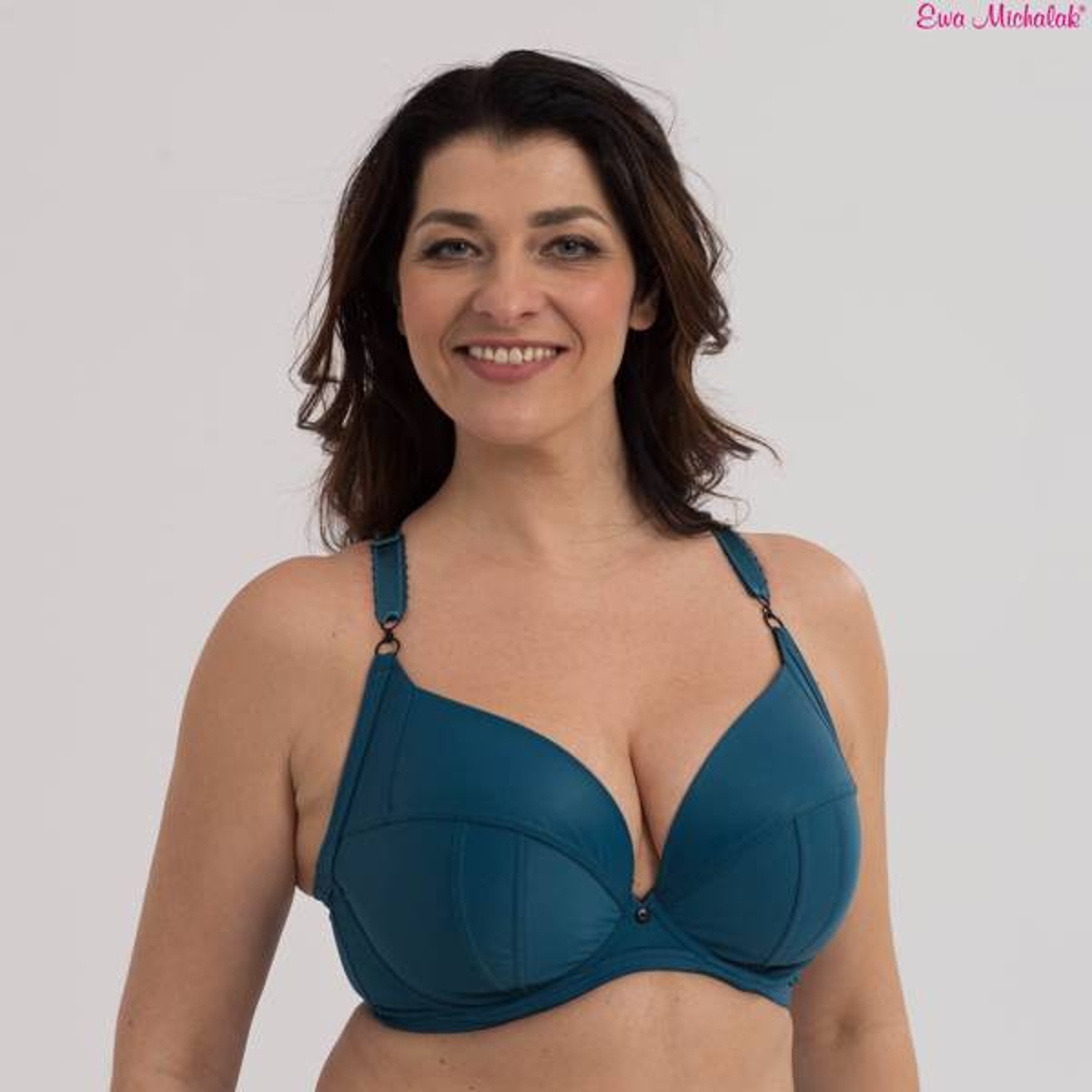 Ewa Michalak Emerald Unpadded Bra in Teal/Brown - Busted Bra Shop