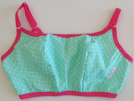 Top without underwire green with white dots Prototype No. 74