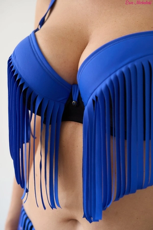 Biustonosz Piankowy niebieski z czarnym PL Biustonosz do Kostiumu Charleston