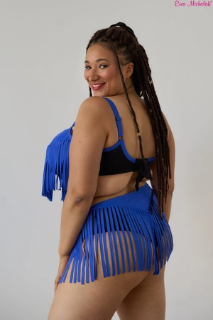 Biustonosz Piankowy niebieski z czarnym PL Biustonosz do Kostiumu Charleston