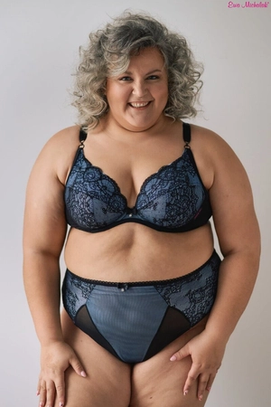 Biustonosz miękki czarny z niebieskim PLM Blue Bella