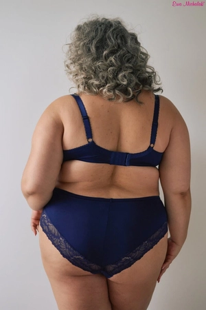 Biustonosz miękki granatowy na beżu BML Granatnik