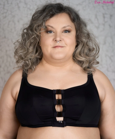 Top bez fiszbin czarny zapinany z przodu Top Kliklak Wygodniczek