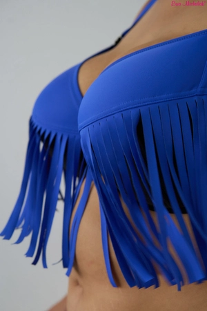 Biustonosz półmiękki niebieski z czarnym FB-PL Biustonosz do Kostiumu Charleston