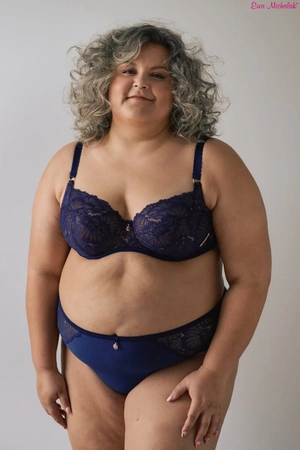 Bra soft navy blue on beige BML Granatnik