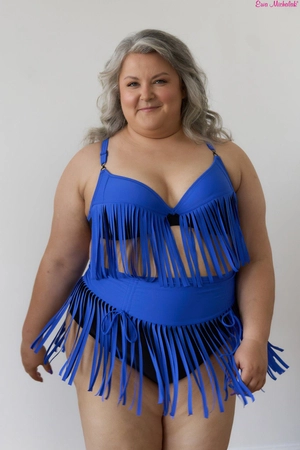 Biustonosz miękki niebieski z czarnym PLM Biustonosz do Kostiumu Charleston