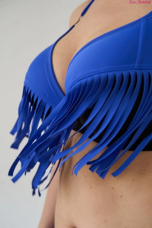 Biustonosz miękki niebieski z czarnym PLM Biustonosz do Kostiumu Charleston