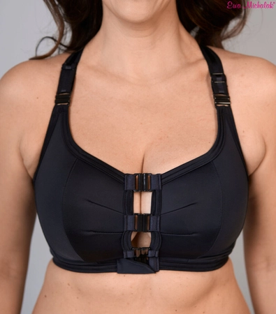 Top bez fiszbin czarny zapinany z przodu Top Kliklak Wygodniczek