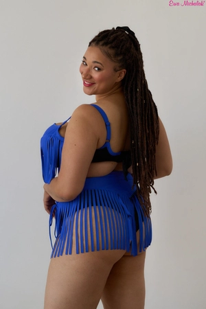 Biustonosz Piankowy niebieski z czarnym PL Biustonosz do Kostiumu Charleston