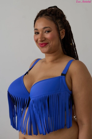 Biustonosz półmiękki niebieski z czarnym FB-PL Biustonosz do Kostiumu Charleston