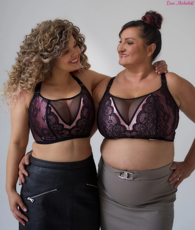 Top bez fiszbin czarny z różowym Top Rosa Bella